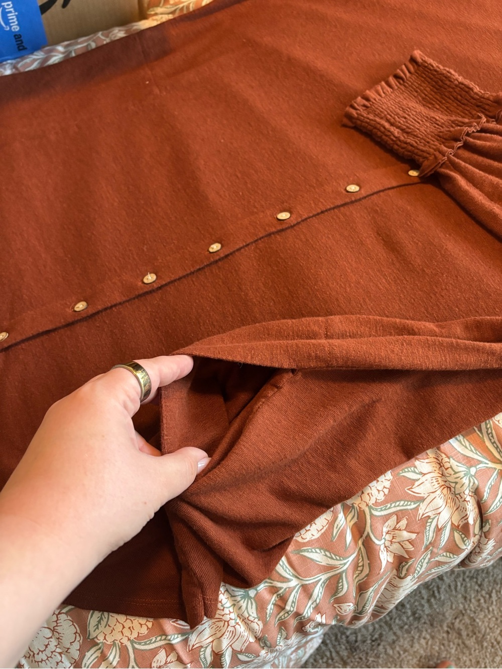 Free People FP Beach Oversized Button Down Tunic in Rust Size XL - Picture 4 of 8